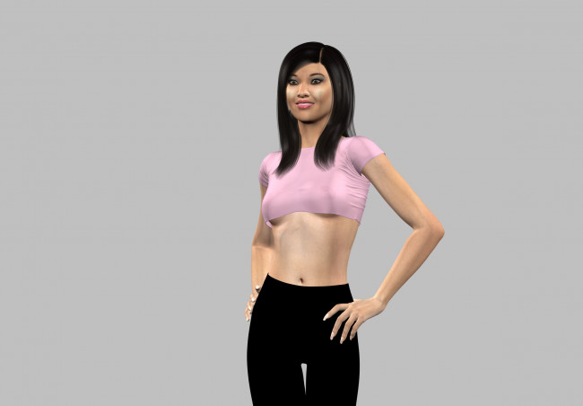 Обои картинки фото 3д графика, люди , people, взгляд, фон, девушка