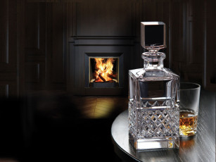 Картинка еда напитки камин графин стакан бренди