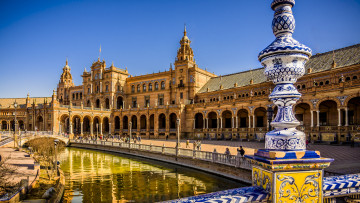 Картинка plaza+de+espa& 241 a+de+sevilla города севилья+ испания простор