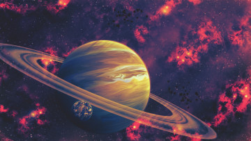 обоя космос, сатурн, звезды, галактика, вселенная, планета