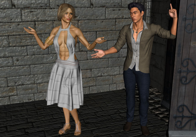 Обои картинки фото 3д графика, люди , people, фон, взгляд, девушка