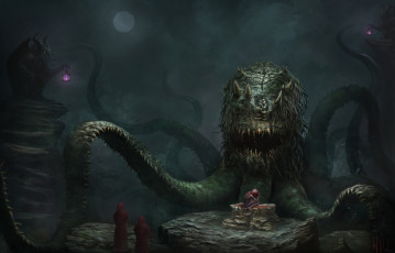 Картинка фэнтези существа существо фон щупальца