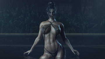 Картинка видео+игры mortal+kombat девушка фон взгляд зубы купальник