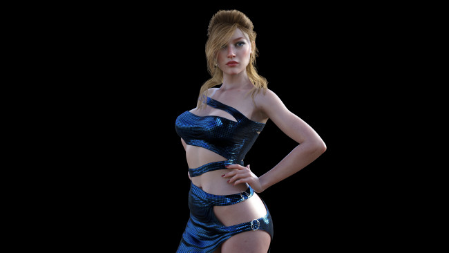 Обои картинки фото 3д графика, люди , people, девушка, фон, взгляд, платье