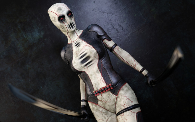 Обои картинки фото 3д графика, ужас , horror, девушка, фон, униформа, катана