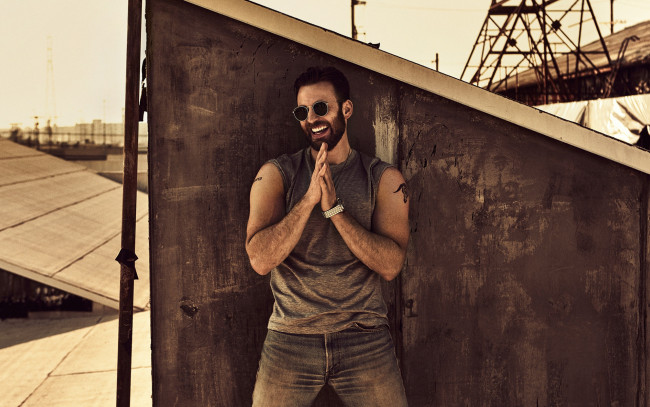 Обои картинки фото chris evans, мужчины, американский, актер, крис, эванс, очки, борода, наручные, часы, кристофер, роберт