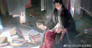 Картинка аниме unknown +другое+ мужчины свитки книги