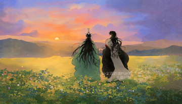 Картинка аниме the+scum+villain’s+ self-saving +system shen qingqiu luo binghe поле