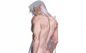 Картинка аниме inuyasha парень эльф волосы