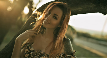 Картинка девушки valery+himera+ lera+himera рыжая платье дерево