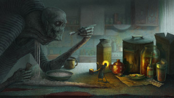 Картинка фэнтези красавицы+и+чудовища монстр обедает