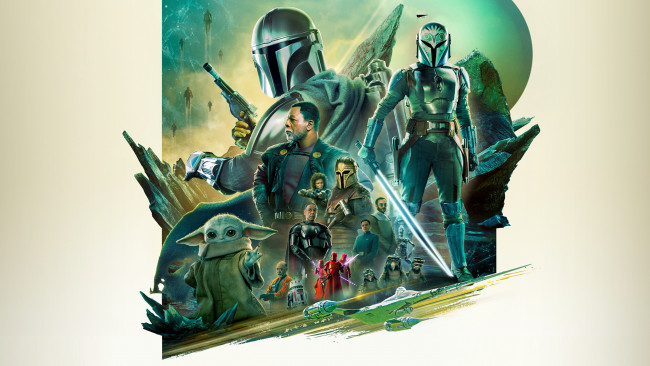 Обои картинки фото the mandalorian , сериал 2019 – , кино фильмы, the mandalorian, мандалорец, сериал, третий, сезон, фантастика, фэнтези, боевик, disney, постер, pedro, pascal, carl, weathers, gina, carano, rosario, dawson