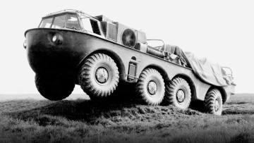 Картинка техника вездеходы зил135 амфибия черно белое