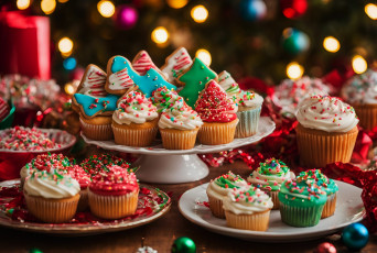 обоя праздничные, угощения, пряники, кексы, капкейки