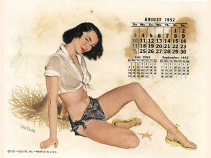 Картинка календари рисованные векторная графика pin up ретро