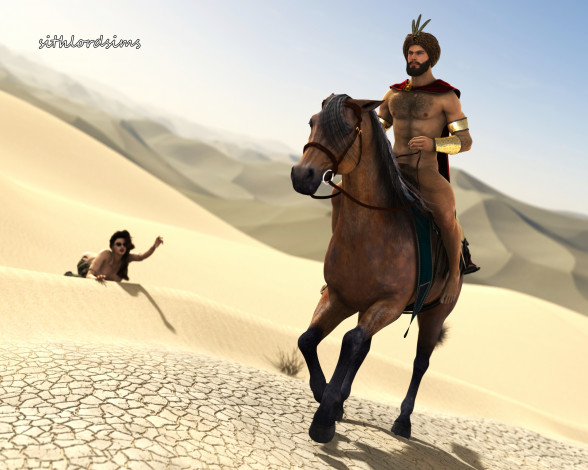 Обои картинки фото 3д графика, люди , people, пустыня, хан