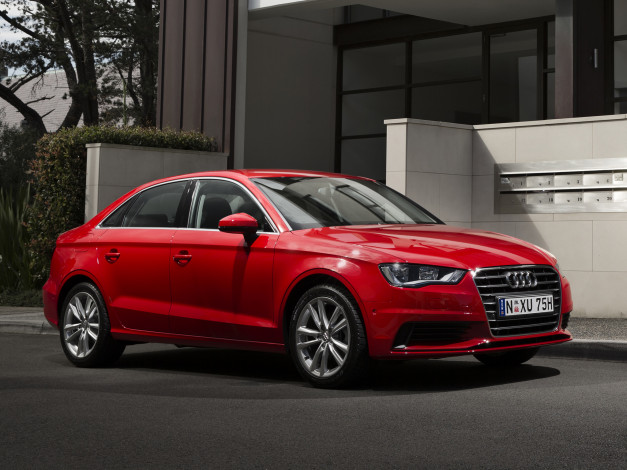 Обои картинки фото автомобили, audi, au-spec, красный, 1-4, t, a3, 2013г, 8v, sedan