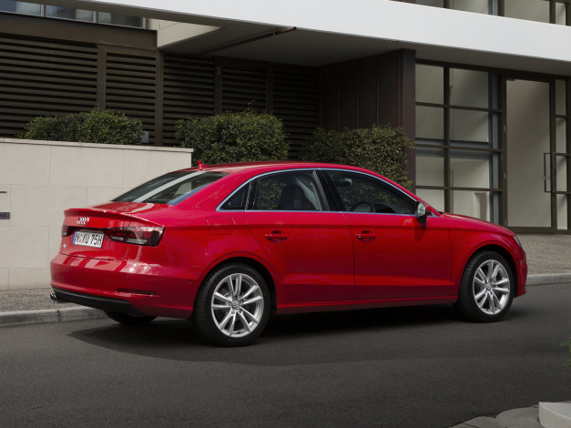 Обои картинки фото автомобили, audi, красный, 2013г, 8v, au-spec, sedan, a3, 1-4, t