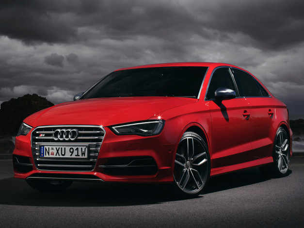 Обои картинки фото автомобили, audi, красный, 8v, au-spec, 2014г, sedan, s3