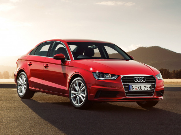 Обои картинки фото автомобили, audi, sedan, a3, красный, 8v, 2013г, au-spec, 1-4, t