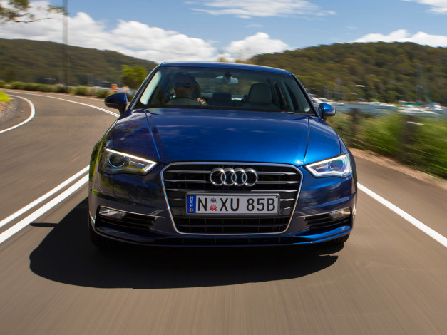 Обои картинки фото автомобили, audi, синий, 2013г, 8v, au-spec, 1-8, t, sedan, a3