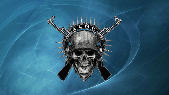 Обои картинки фото рисованные, - другое, автомата, два, Череп