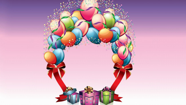 Обои картинки фото векторная графика, другое , other, подарки, шары