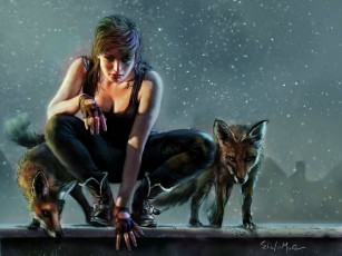 Картинка фэнтези девушки лиса арт фентези девушка охотница