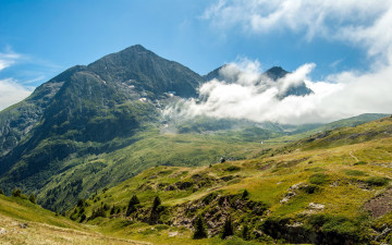 Картинка природа горы облака деревья