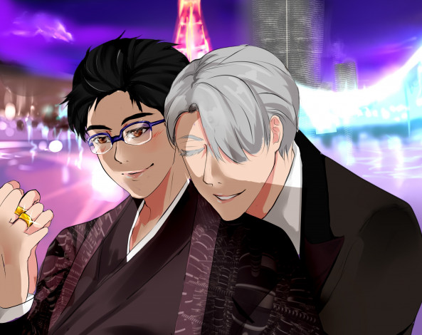 Обои картинки фото аниме, yuri on ice, юри, виктор