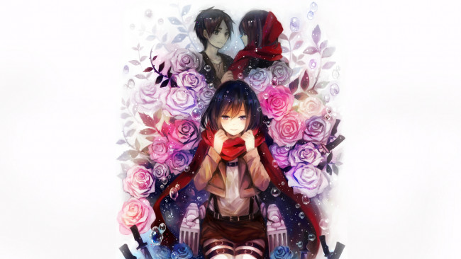 Обои картинки фото аниме, shingeki no kyojin, атака, титанов