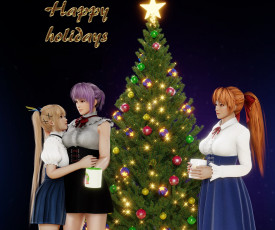 Картинка 3д+графика праздники+ holidays девушки взгляд фон