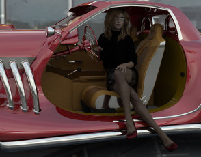 Картинка 3д+графика люди-авто мото+ people-+car+ +moto автомобиль фон взгляд девушка