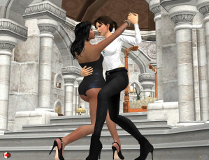 Картинка 3д+графика люди+ people танец фон взгляд девушки