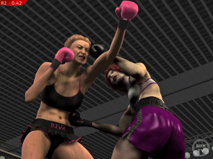 Картинка 3д+графика спорт+ sport бокс ринг фон взгляд девушки