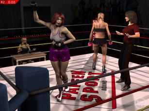 Картинка 3д+графика спорт+ sport бокс ринг фон взгляд девушки