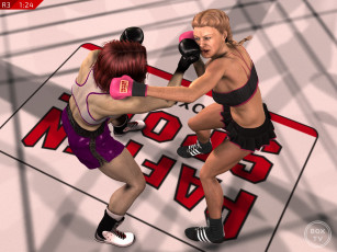 обоя 3д графика, спорт , sport, взгляд, девушки, бокс, ринг, фон