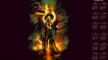 Картинка календари фэнтези мужчина дракон