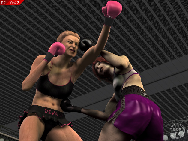 Обои картинки фото 3д графика, спорт , sport, бокс, ринг, фон, взгляд, девушки