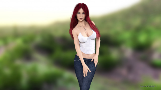 Обои картинки фото 3д графика, люди , people, девушка, взгляд, фон