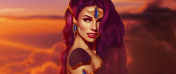 Картинка фэнтези девушки девушка фон взгляд улыбка серьги