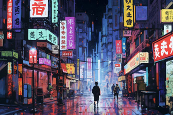 Картинка аниме город +улицы +интерьер +здания нейросети графика нейроарт ai art нейронные сети рисунки нейро искусство