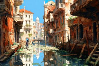 Картинка аниме город +улицы +интерьер +здания нейросети графика нейроарт ai art нейронные сети рисунки нейро искусство