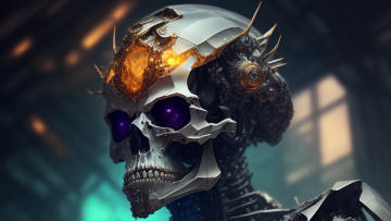 Картинка фэнтези нежить нейросети графика нейроарт ai art нейронные сети рисунки нейро искусство череп