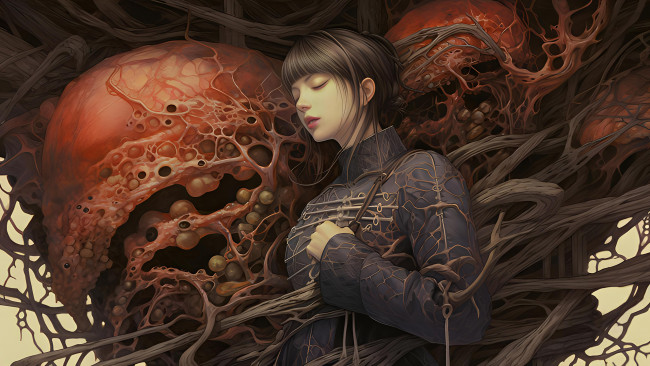 Обои картинки фото фэнтези, девушки, нейросети, графика, нейроарт, ai, art, нейронные, сети, рисунки, нейро, искусство, девушка, наросты