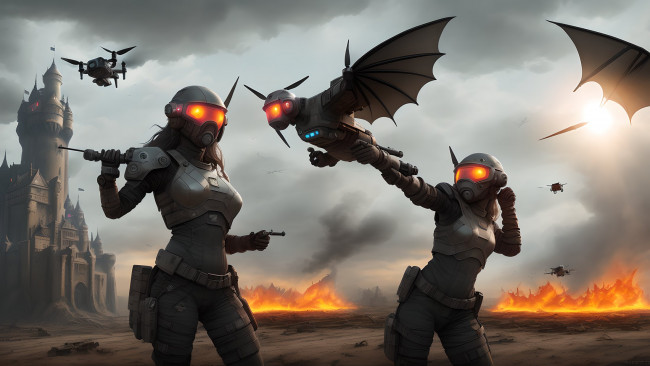 Обои картинки фото фэнтези, роботы,  киборги,  механизмы, нейросети, графика, нейроарт, ai, art, нейронные, сети, рисунки, нейро, искусство, робот