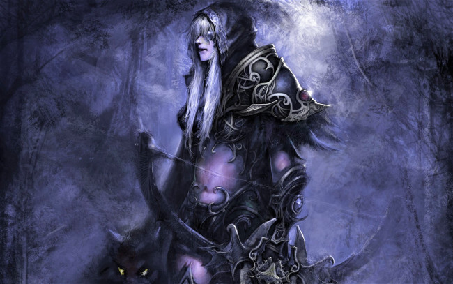 Обои картинки фото видео игры, world of warcraft, эльф, броня, лук
