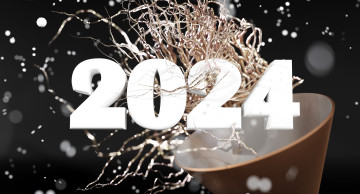 Картинка праздничные 3д+графика+ новый+год цифры год мишура