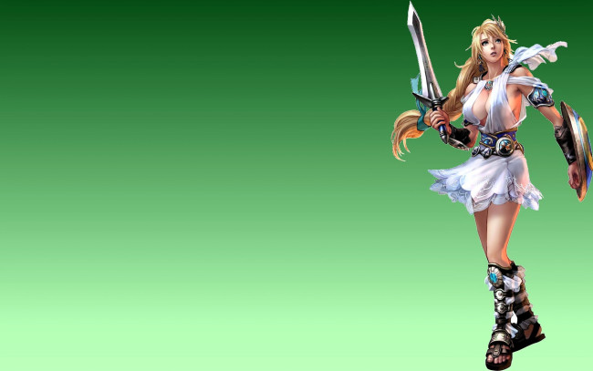 Обои картинки фото видео игры, soulcalibur, девушка, щит, меч
