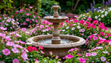 Картинка 3д+графика природа+ nature парк фонтан цветы